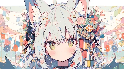 夏祭りに輝く銀狐の微笑み