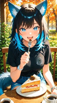 🐺 ガトーショコラの日 〜ウル子、一口がデカい〜🍫