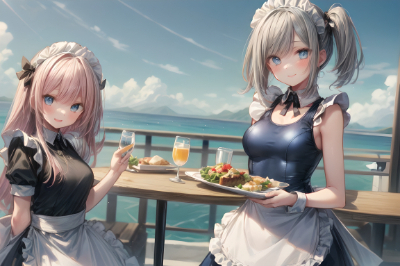 海の見えるレストランとスク水