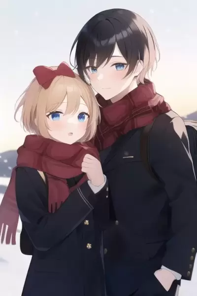 「一緒のマフラーだけとだれ？」「こいつ背高いけど私の弟」