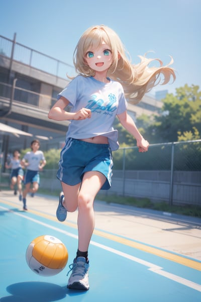 ドッジボールをするうちの娘たち（じつは海賊の頭）