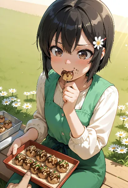 たこ焼きを食べるひまり