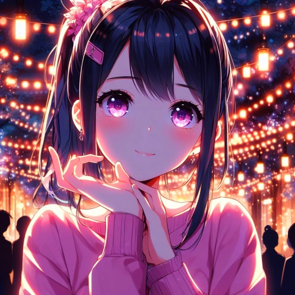 イルミネーションと黒髪女性達★（5枚）