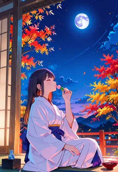 月夜の浴衣少女