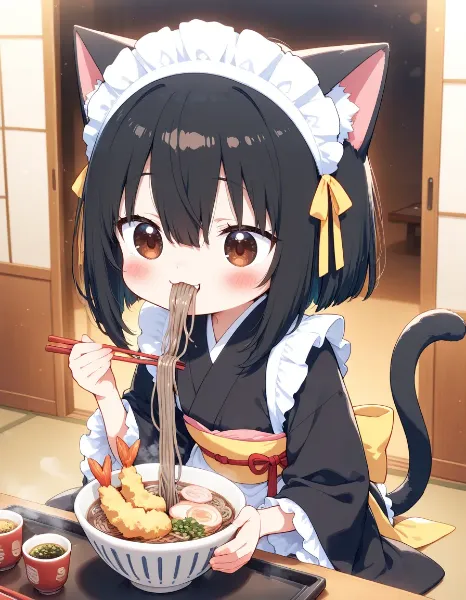 年越し天ぷらそばニャ♪