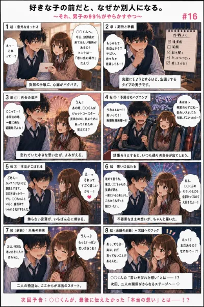 青春ラブコメシリーズ化：漫画生成GPT（GPTs）   「続きのストーリーの漫画を描いてください。」と言ったら続きができました。 勝手にストーリーが進行していきます。  #ChatGPT #カスタムGPT #GPTs #AI漫画 #AIイラ