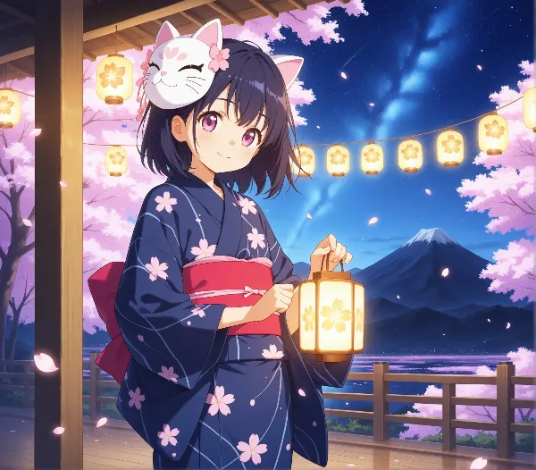 桜舞う夜に灯る猫娘の願い