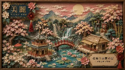 月夜に舞う桜の静寂なる庭