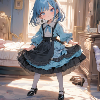 夕暮れの青髪さん