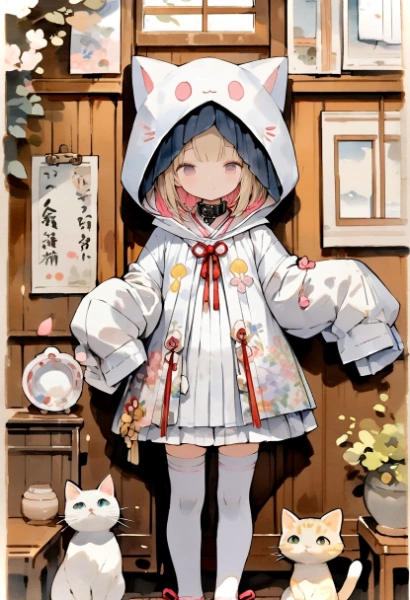 猫フード付きの和風っぽいの