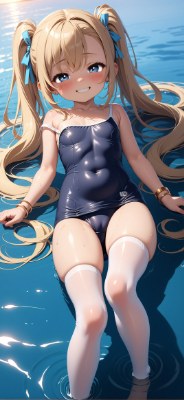海辺で横たわる少女