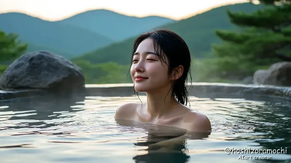 湯けむりに溶ける至福の微笑み