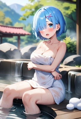 リゼロ レム🧹👗の温泉に入浴♨️😍💞