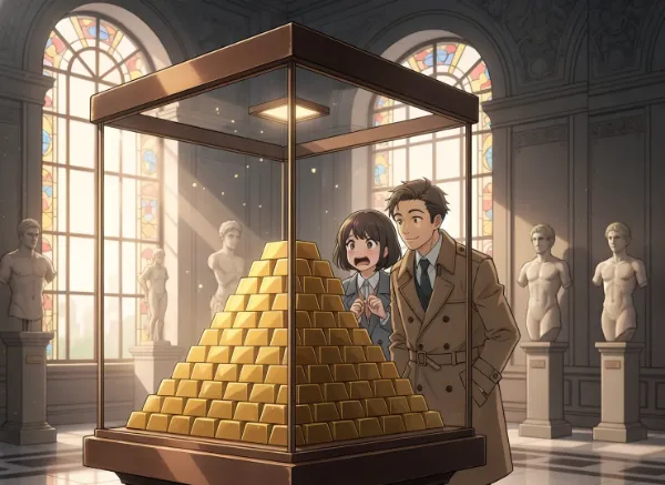 黄金の謎に目を輝かす少女