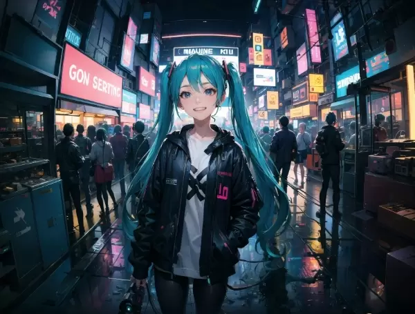 miku in cyberpunk street