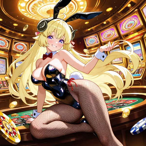 カジノの幸運なバニーガール