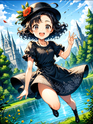 湖の上を走る女の子