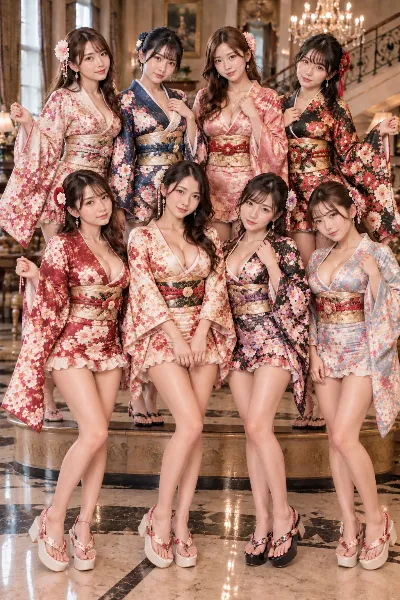 西洋館に集う、着物の華