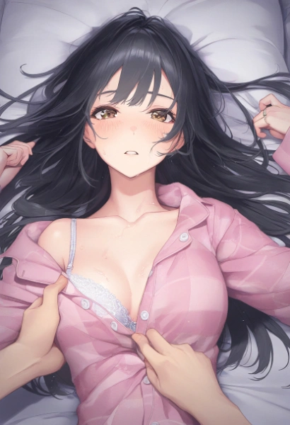 興奮した夫に押し倒されて服を剥かれた人妻