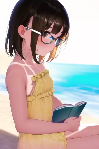 A girl reading the book