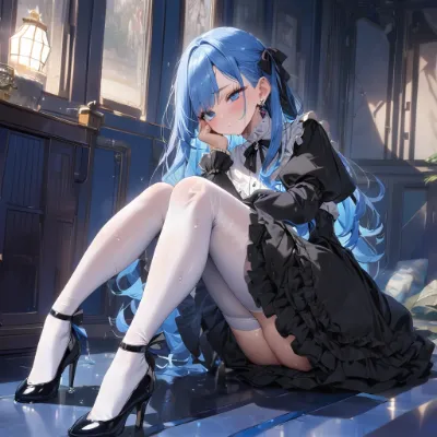 眠そうな青髪さん