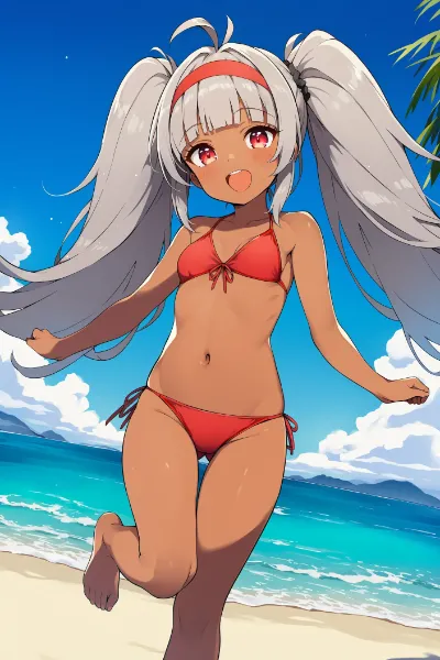赤ビキニな褐色娘さん