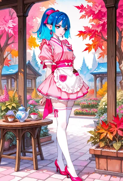 秋庭の青髪メイド