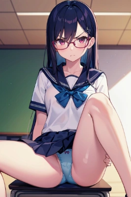 眼鏡っ娘開脚1人