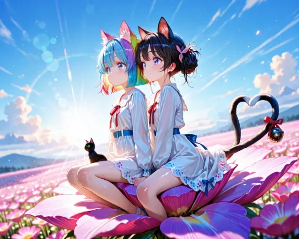 12枚）花畑とケモ耳さん