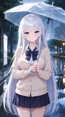 雨のバス停で