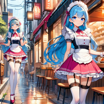 雨の日のウエイトレスさん