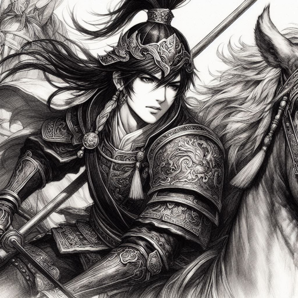 鉛筆描き風黒衣の騎士