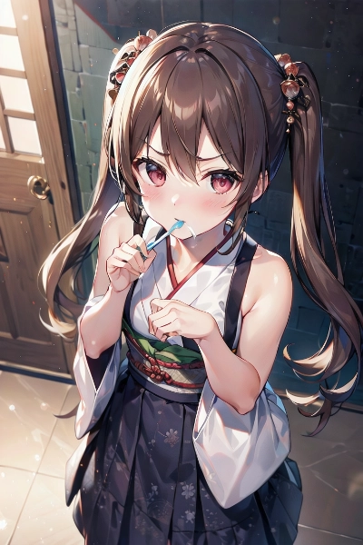 和装の彼女とはみがき