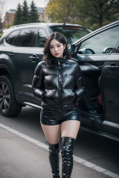 シャイニー・ブラック・ダウンジャケット②