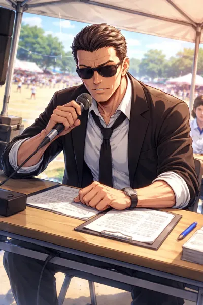 運動会のクールな司会者