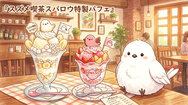 白パフェと桃パフェ