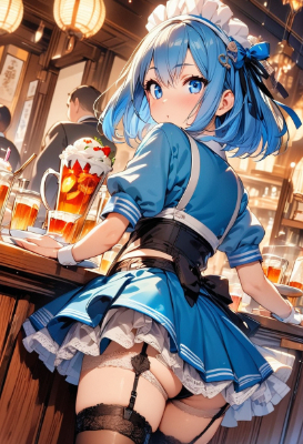 青髪さんの背中