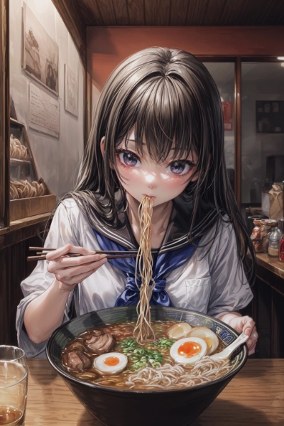 JKがただひたすらラーメンを食べるだけの画像