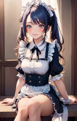 座ったメイド