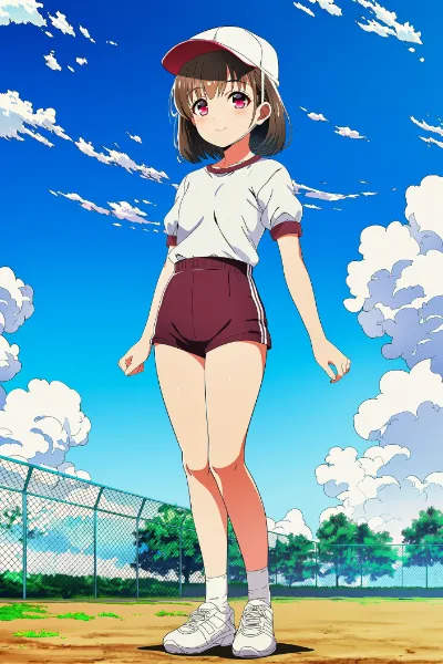 短パン体操着+赤白帽