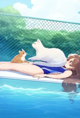 猫に顔騎される女の子