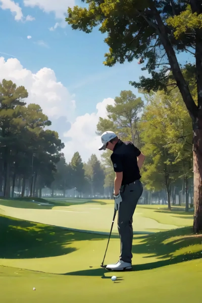 休日にゴルフのお父さん