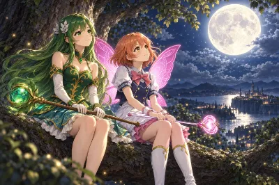 月見と洒落込む魔法少女