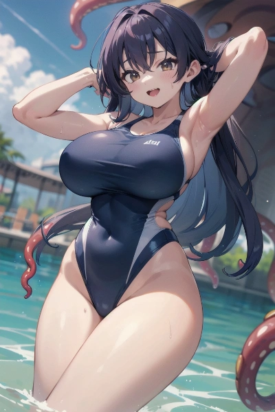 触手と水着