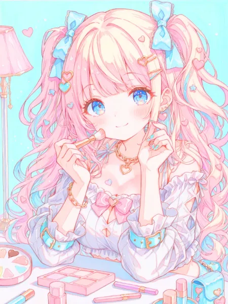 白ギャル女子のメイクタイム