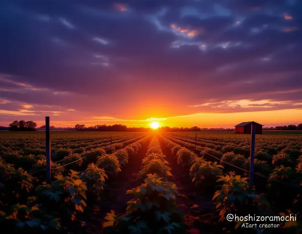夕暮れ時の空の畑 - Empty field at sunset