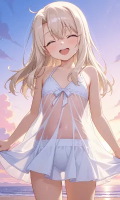 ワンピース水着のイリヤちゃん