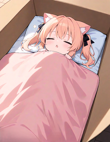 箱のなかでねるねこ