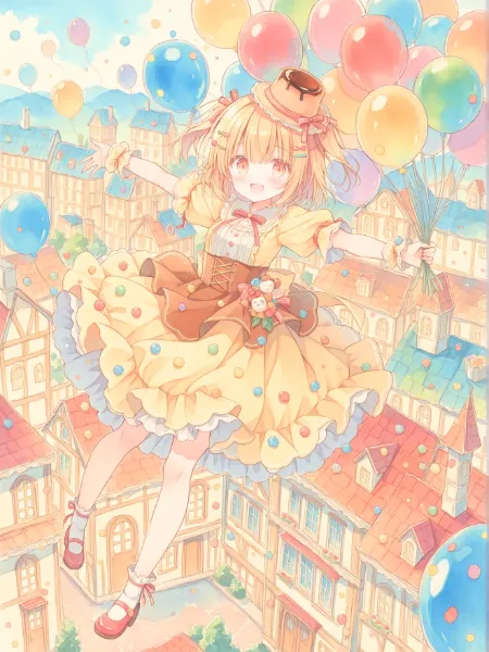 空を舞うスイートキャンディバルーン