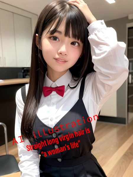 ストレートロングの黒髪美少女